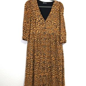Zara Cheetah Print Midi Dress, Size XL